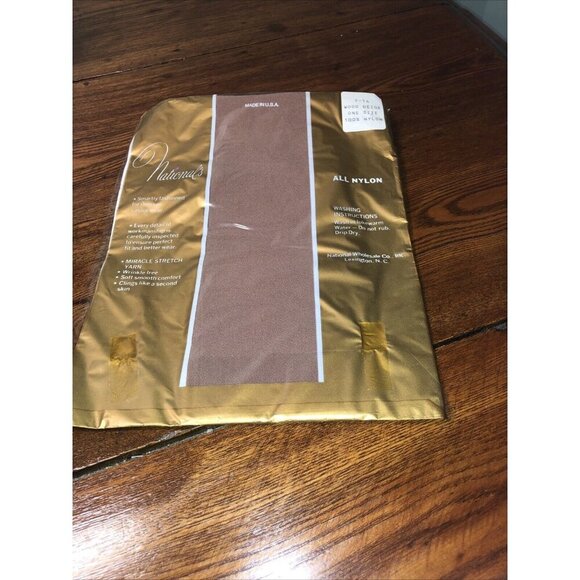Vintage Nationals Guaranteed Hosiery One Size T-14 WoodBeige Nylon Use w/ Garter - Picture 2 of 4